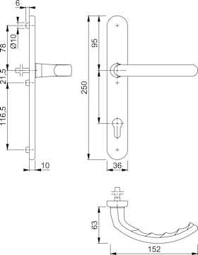 HOPPE Halbgarnitur Luxembourg 1500/3357N, LS,PZ92/8,F1-2