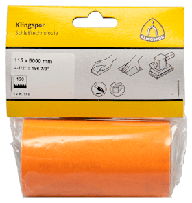 Klingspor PL 31 B Rollen, 115 x 5000 mm Korn 120, SB-verpackt in Folie