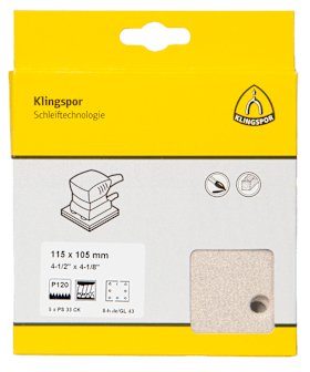 Klingspor PS 33 CK Streifen kletthaftend, 115 x 105 mm Korn 120 Lochform GL43, SB-verpackt im Reiter