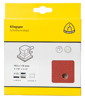 Klingspor PS 22 K Streifen kletthaftend, 103 x 115 mm Korn 60 Lochform GL19, SB-verpackt im Reiter