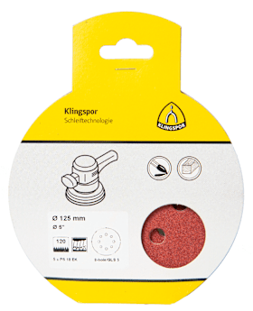 Klingspor PS 18 EK Scheiben kletthaftend, 125 mm Korn 180 Lochform GLS5, SB-verpackt im Reiter