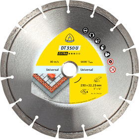 Klingspor DT 350 U Diamanttrennscheiben, 230 x 2,6 x 22,23 mm 15 Segmente 42 x 2,6 x 10 mm, Standardverzahnung