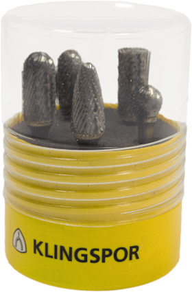 Klingspor HF100BOX5 Fräser/Kernbohrer/ Set, 9,6 x 6 mm Kreuzverzahnung