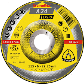 Klingspor A 24 EX Schruppscheiben, 115 x 6 x 22,23 mm gekröpft