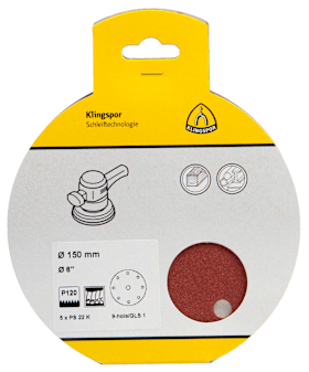 Klingspor PS 22 K Schleifmittel (Set) kletthaftend, 125 mm Lochform GLS5, SB-verpackt im Reiter