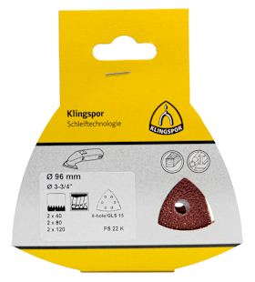 Klingspor PS 22 K Schleifmittel (Set) kletthaftend, 96 mm Lochform GLS15, SB-verpackt im Reiter
