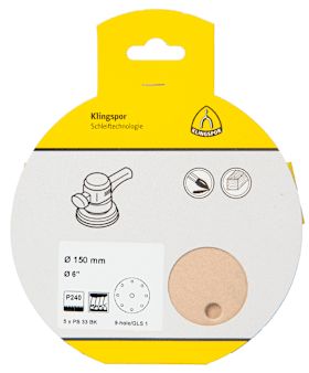 Klingspor PS 33 BK Scheiben kletthaftend, 150 mm Korn 180 Lochform GLS1, SB-verpackt im Reiter