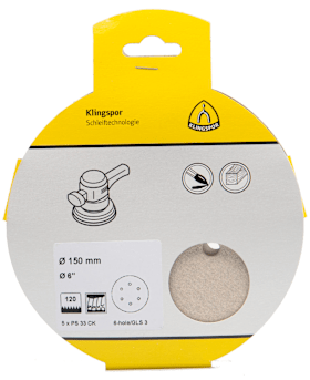 Klingspor PS 33 CK Scheiben kletthaftend, 150 mm Korn 120 Lochform GLS3, SB-verpackt im Reiter
