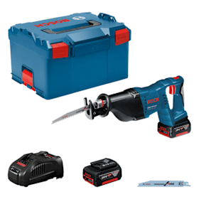 Bosch Akku-Säbelsäge GSA 18V-LI, L-BOXX 238 mit 2 x Li-Ion-Akku 5,0 Ah, Säbelsägeblatt