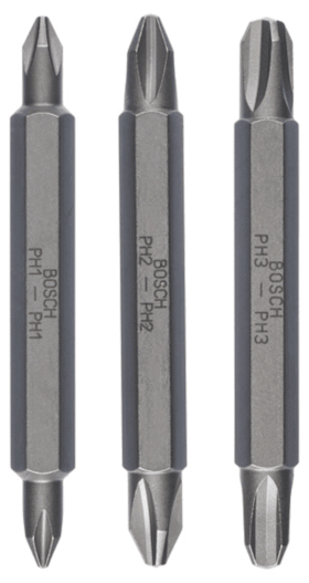 Bosch Doppelklingenbit-Set, 3-teilig, PH1, PH1, PH2, PH2, PH3, PH3, 60 mm