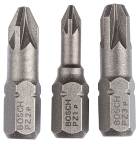 Bosch Schrauberbit-Set, Extra Hard, 3-tlg., PZ1, PZ2, PZ3, 25 mm