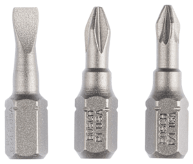 Bosch Schrauberbit-Set Extra-Hart (gemischt), 3-teilig, S 0,6x4,5, PH1, PZ1, 25 mm