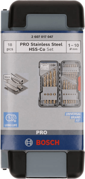Bosch PRO Stainless Steel HSS-Co Spiralbohrer-Set, 18-tlg.