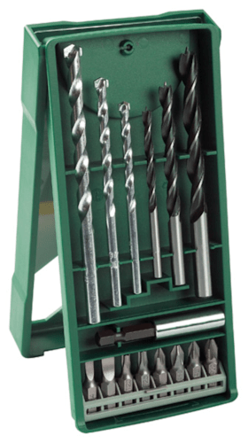 Bosch Mini-X-Line Mixed-Set, 15-teilig, 3 Stein-, 3 Holzbohrer, 8 Schrauberbits