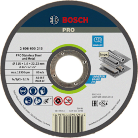 Bosch PRO Stainless Steel and Metal Trennscheibe, 115 x 1,6 x 22,23 mm
