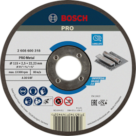 Bosch Trennscheibe PRO Metal für kleine Winkelschleifer, gerade