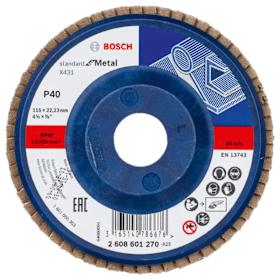 Bosch Fächerschleifscheibe X431, Standard for Metal, gerade Ausführung, für kleine Winkelschleifer