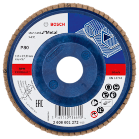 Bosch Fächerschleifscheibe X431, Standard for Metal, gerade Ausführung, für kleine Winkelschleifer