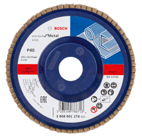 Bosch Fächerschleifscheibe X431, Standard for Metal, gerade Ausführung, für kleine Winkelschleifer