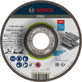 Bosch PRO Stainless Steel and Metal 3-in-1 Disc, 115 x 2,5 x 22,23 mm