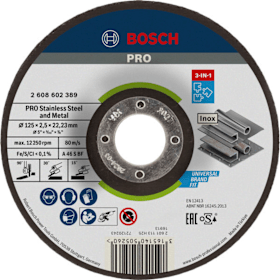 Bosch PRO Stainless Steel and Metal 3-in-1 Disc, 125 x 2,5 x 22,23 mm