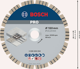 Bosch Diamanttrennscheibe PRO Concrete für große Winkelschleifer mit Spannmutter