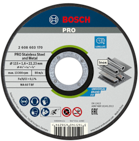 Bosch PRO Stainless Steel and Metal Trennscheibe, 115 x 1,6 x 22,23 mm