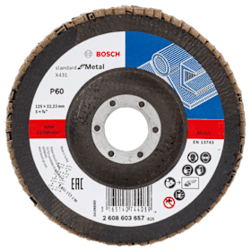 Bosch Fächerschleifscheibe X431 Standard for Metal, gewinkelt, 125 mm, 22,23 mm, 60