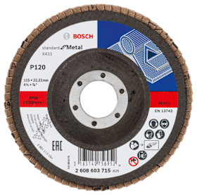 Bosch Fächerschleifscheibe X431, Standard for Metal, gerade Ausführung, für kleine Winkelschleifer