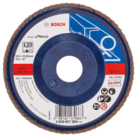 Bosch Fächerschleifscheibe X551 Expert for Metal, gerade, 115 mm, 120, Kunststoff