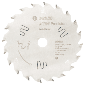 Bosch Kreissägeblatt Top Precision Best for Wood, 165 x 20 x 1,8 mm, 20