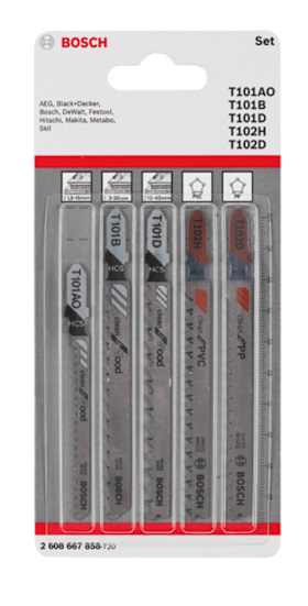 Bosch 5-tlg. Stichsägeblatt-Set Wood and Plastics, T-Schaft