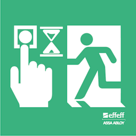 PC-U-FLUCHTWEGSCHILD DELAY S55X55 GRÜN/WEIß HAFTEND TRANSLUZENT NOT-T BEL