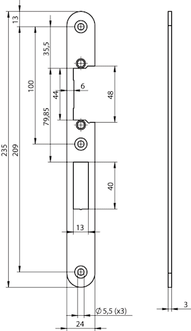 FLACHSCHLIEßBLECH N6003 ED R3X24X235 LS/RS
