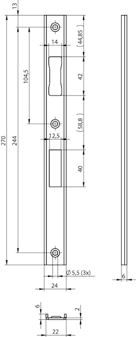 SCHLIEßBLECH OS F/R U6X24X270 ED LS/RS 