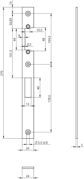 E-ÖFFNER SCHLIEßBLECH OS F3X24X270 ED LS/RS PROFIX2