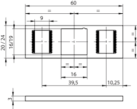 SCHLIEßBLECH N6901 KIPP-SCHNAPPSCHLOSS F3X20X60 ED VARIOFIX LS/RS