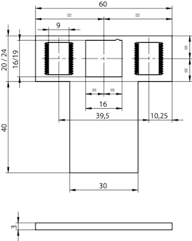 SCHLIEßBLECH N6901 KIPP-SCHNAPPSCHLOSS 40 LAPPEN F3X24X60 ED VARIOFIX LS/RS