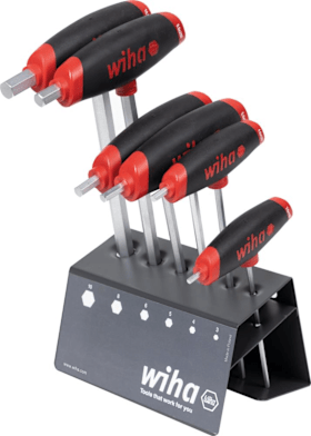 wiha T-Griff-Schraubendreher- Satz im Werkstattständer 6-teilig 3-10mm mit Seitenabtrieb 