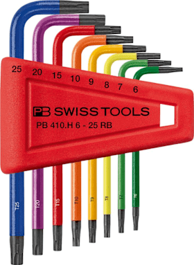 PB Swiss Tools Winkelschraubendreher- Satz im Kunststoffhalter 8-teilig T6-T25 Rainbow 