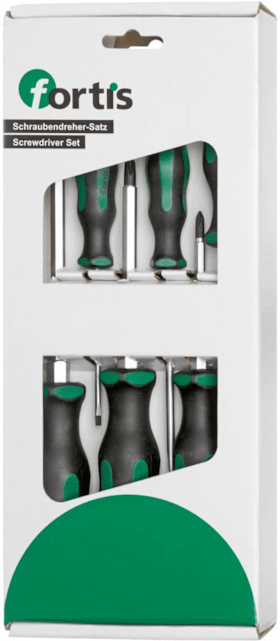 fortis Schraubendreher-Satz Schlagkappe Schlitz/PH 6-teilig 
