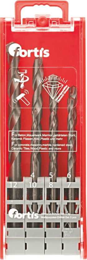 fortis Allzweckbohrer-Set 7ltg. 4,5,6,7,8,10,12mm 