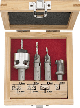 fortis Terrassendielenbohrer Set5-tlg.  3,4,5 mm + Zubehör