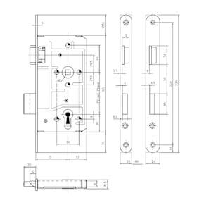 Einsteckschloss für Wohnungsinnen- und Abschlusstüren 113-PZW/65-L-24-K-41