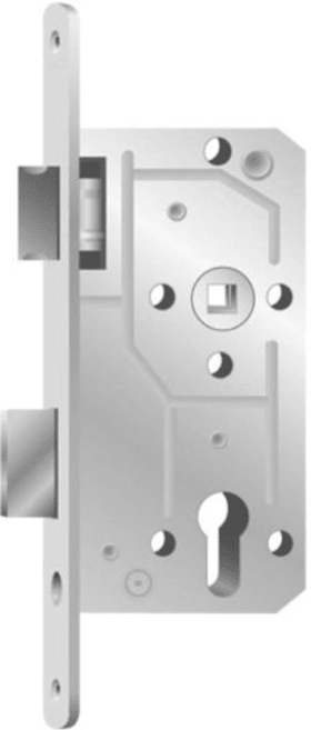 Einsteckschloss für Wohnungsinnen- und Abschlusstüren 114-1/2-WC/55-R-20-K-48