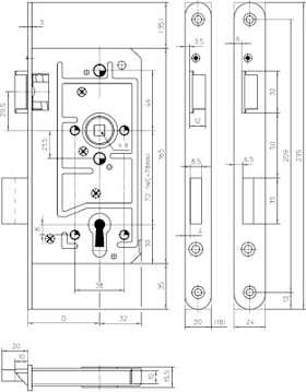 Objekt-Einsteckschloss Klasse 3 + 4 65-1/2-PZW/55-R-20-A-48