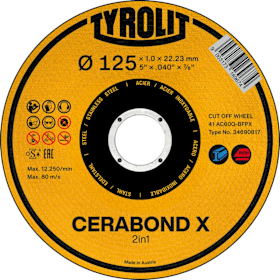 Tyrolit Trennscheibe CERABOND X 125 x 1,6 mm, gerade Stahl+INOX 