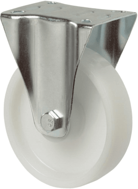 BS Bockrolle Kunststoffrad weiß mit Rollenlager und Platte 125 mm von BS Rollen