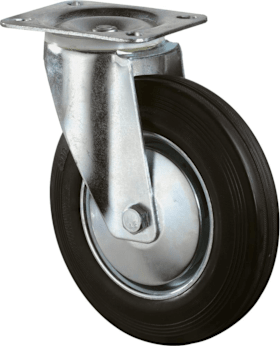 BS Rollen Lenkrolle 100 mm Gummirad Stahlfelge verzinkt chromatiert