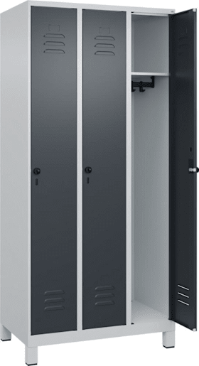 C+P Möbelsysteme Garderobenschrank m.FüßenB900xT500xH1950 Korpus RAL 7035 LichtgrauTüren RAL 7016 Anthr.grau